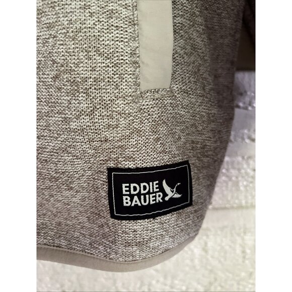 Eddie Bauer Men's Pullover Quarter Snap Mockneck Sweater Beige Warm Fleece - Picture 10 of 16